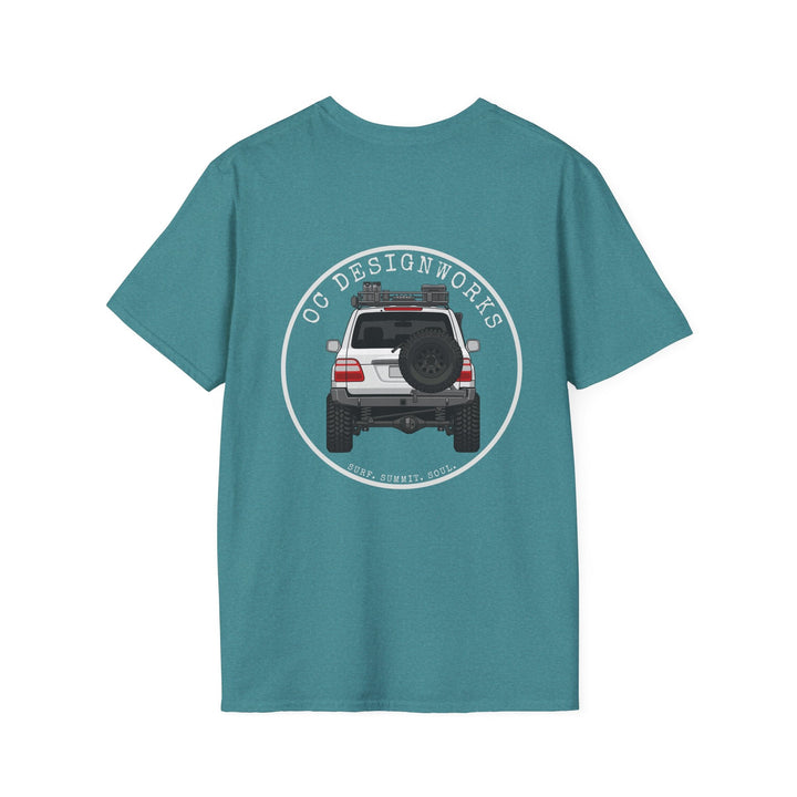 100 LC 'Yota Profile T-Shirt — Let's Go Exploring - T-Shirt - Heather Galapagos Blue - OC Designworks