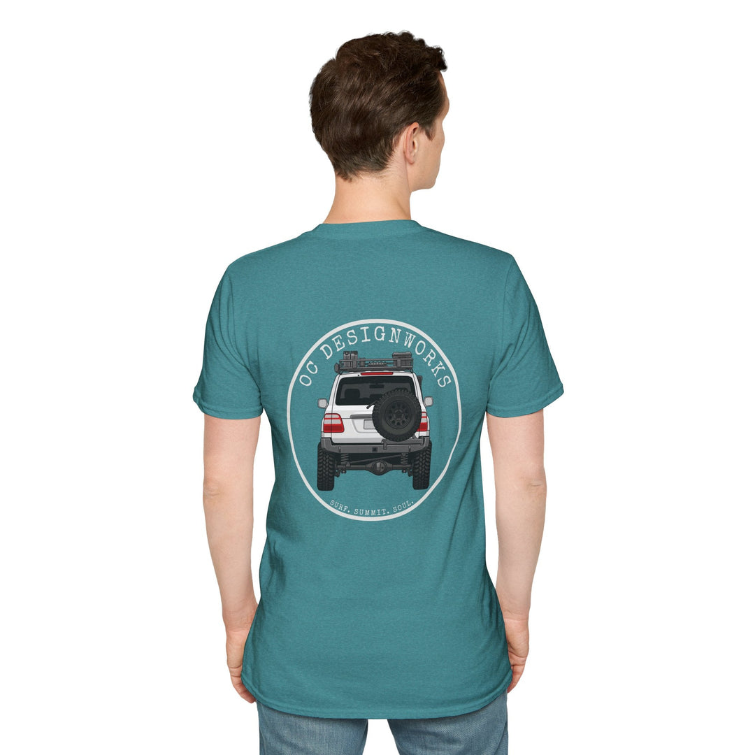 100 LC 'Yota Profile T-Shirt — Let's Go Exploring - T-Shirt - Heather Galapagos Blue - OC Designworks