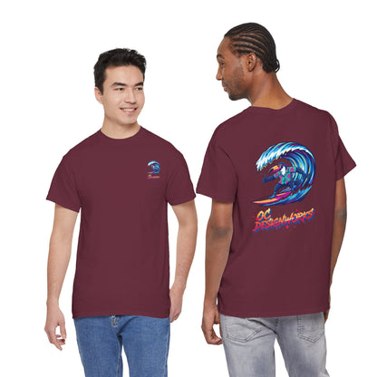 Surfing Wave Graphic Tee — 'Los Bombers' Retro Surf Shirt