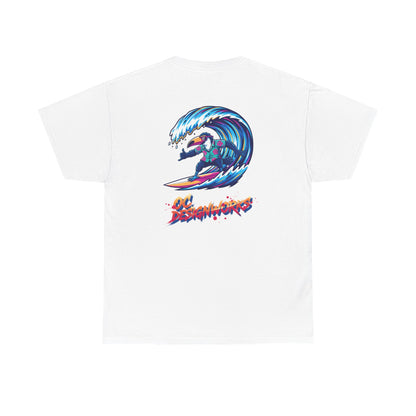Surfing Wave Graphic Tee — 'Los Bombers' Retro Surf Shirt