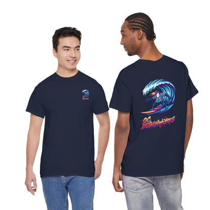 Surfing Wave Graphic Tee — 'Los Bombers' Retro Surf Shirt
