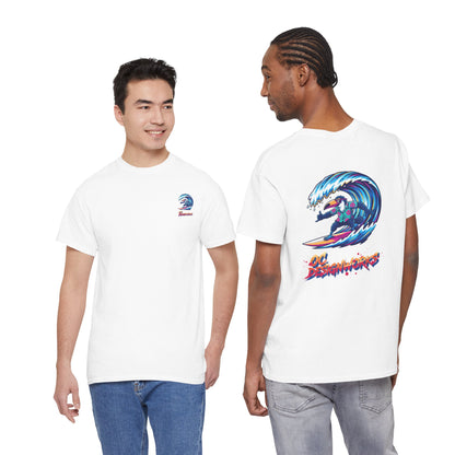 Surfing Wave Graphic Tee — 'Los Bombers' Retro Surf Shirt