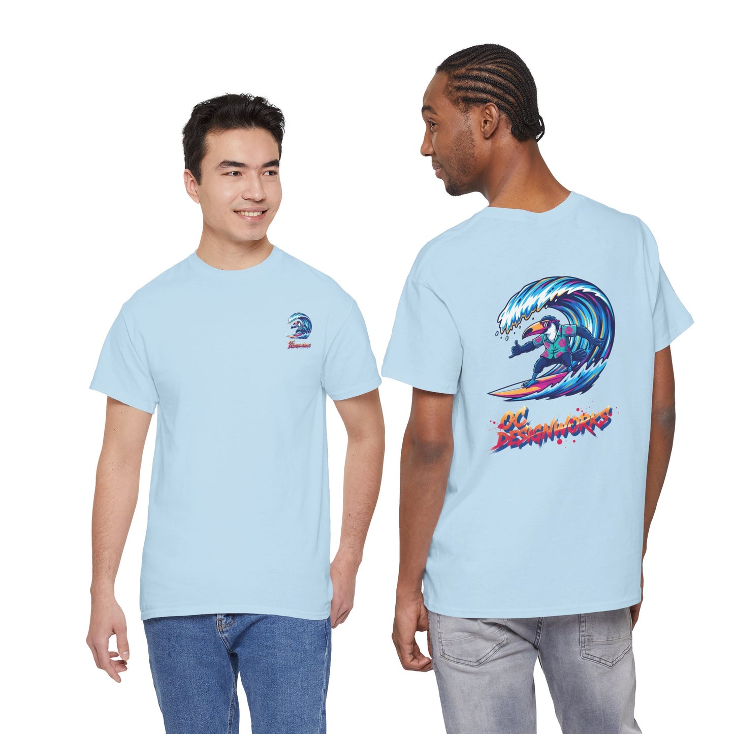 Surfing Wave Graphic Tee — 'Los Bombers' Retro Surf Shirt
