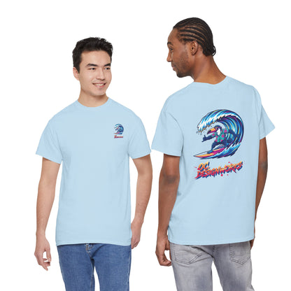 Surfing Wave Graphic Tee — 'Los Bombers' Retro Surf Shirt