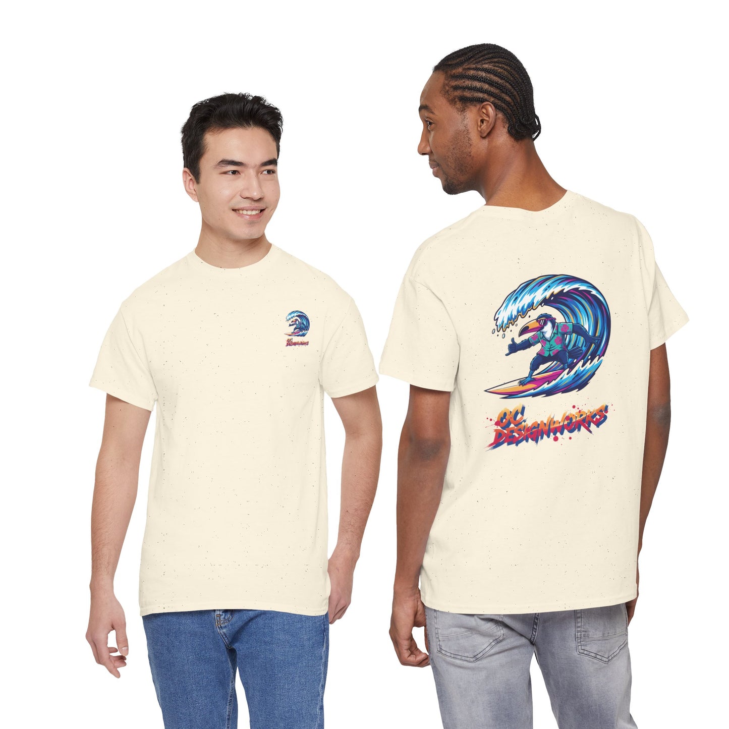 Surfing Wave Graphic Tee — 'Los Bombers' Retro Surf Shirt