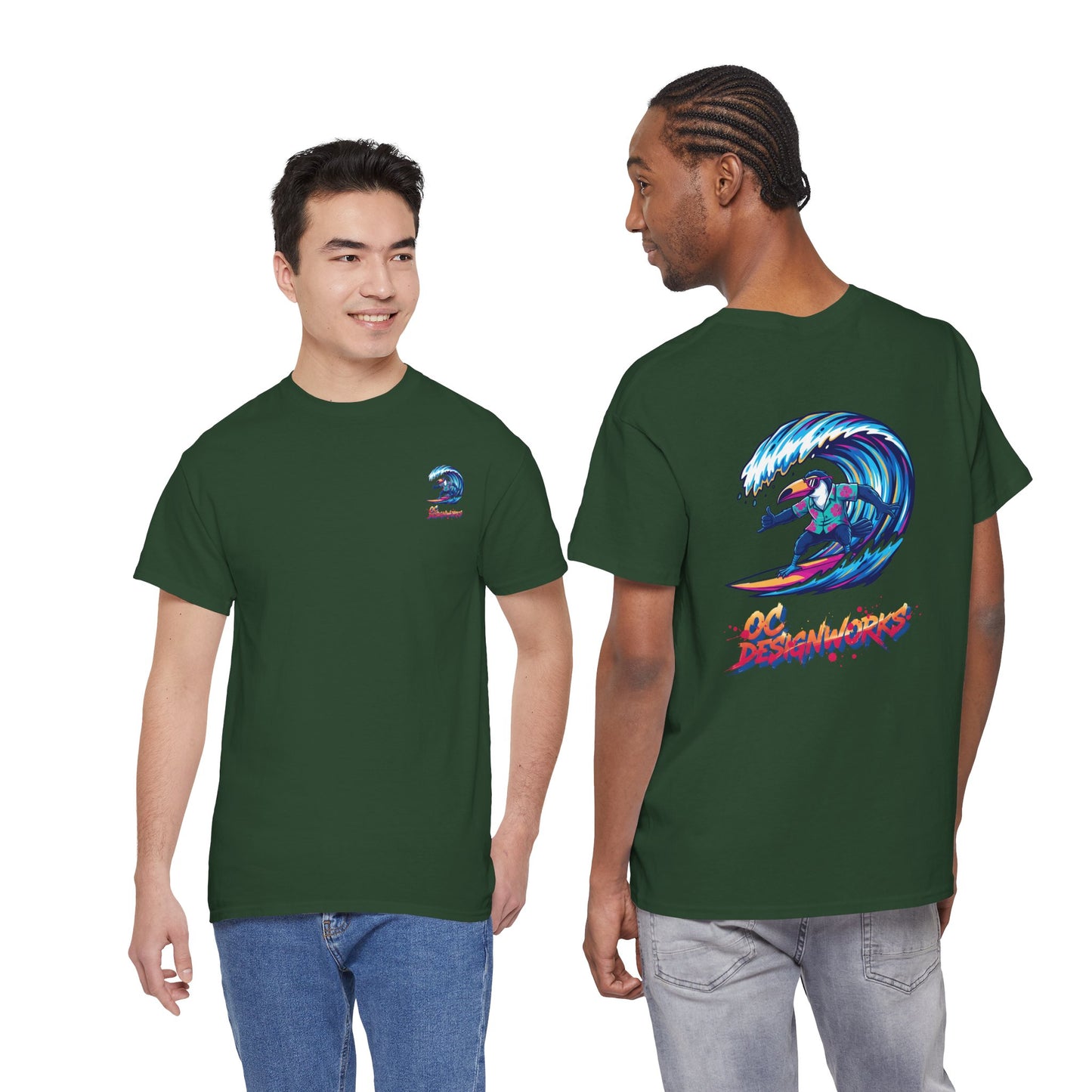 Surfing Wave Graphic Tee — 'Los Bombers' Retro Surf Shirt