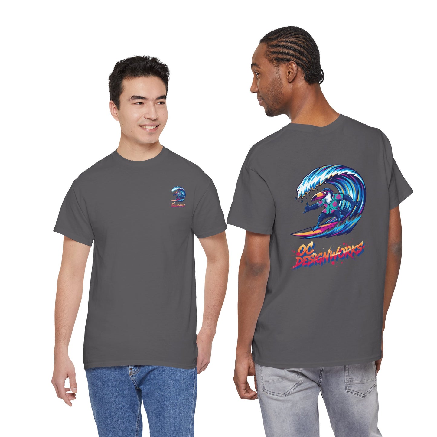 Surfing Wave Graphic Tee — 'Los Bombers' Retro Surf Shirt