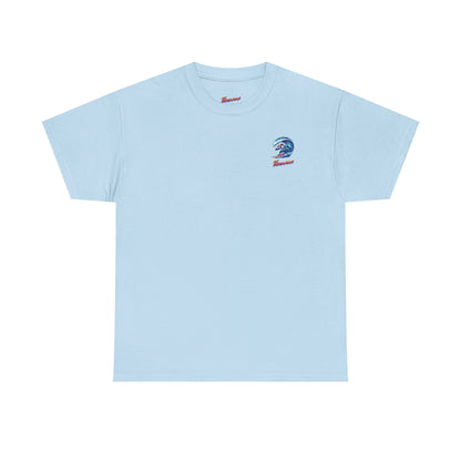 Surfing Wave Graphic Tee — 'Los Bombers' Retro Surf Shirt