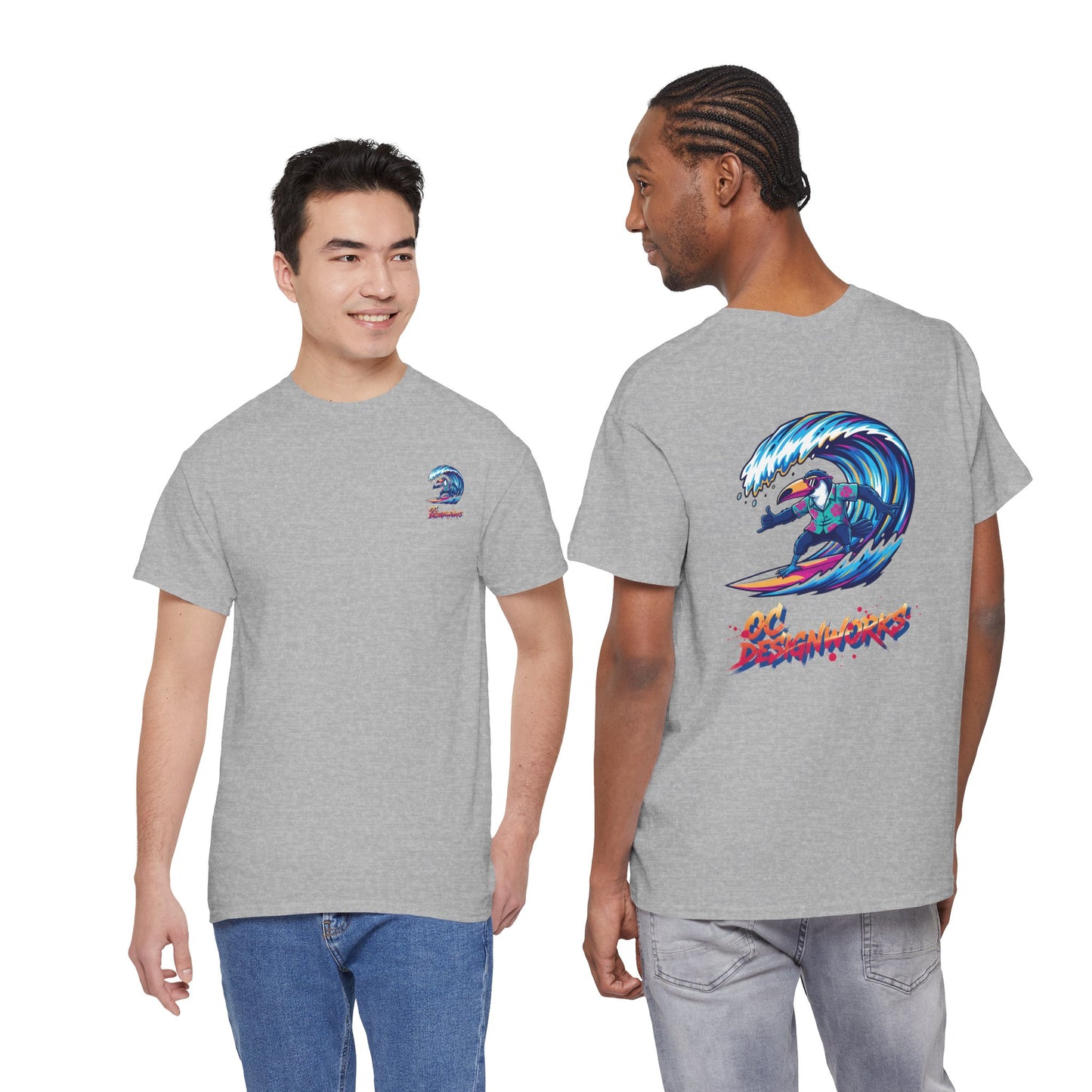 Surfing Wave Graphic Tee — 'Los Bombers' Retro Surf Shirt