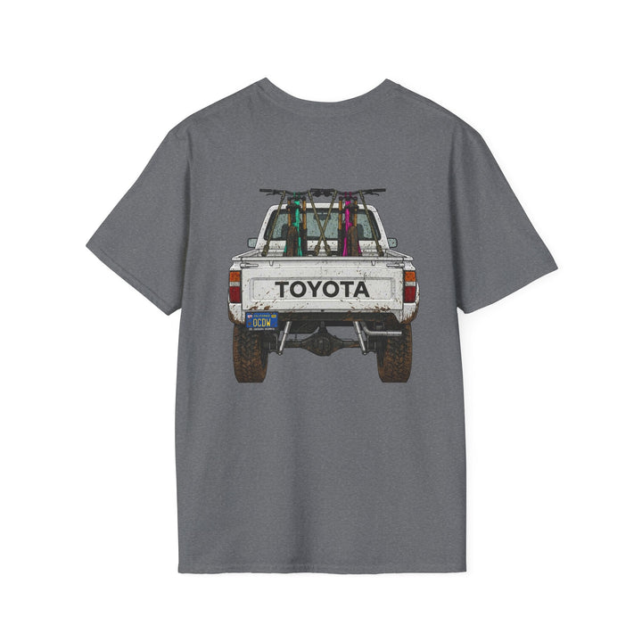 80's Toyota Truck with Mountain Bikes T-Shirt — Loaded up! - T-Shirt - Graphite Heather - OC Designworks