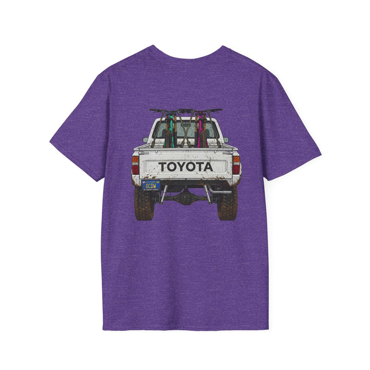 80's Toyota Truck with Mountain Bikes T-Shirt — Loaded up! - T-Shirt - Heather Purple - OC Designworks