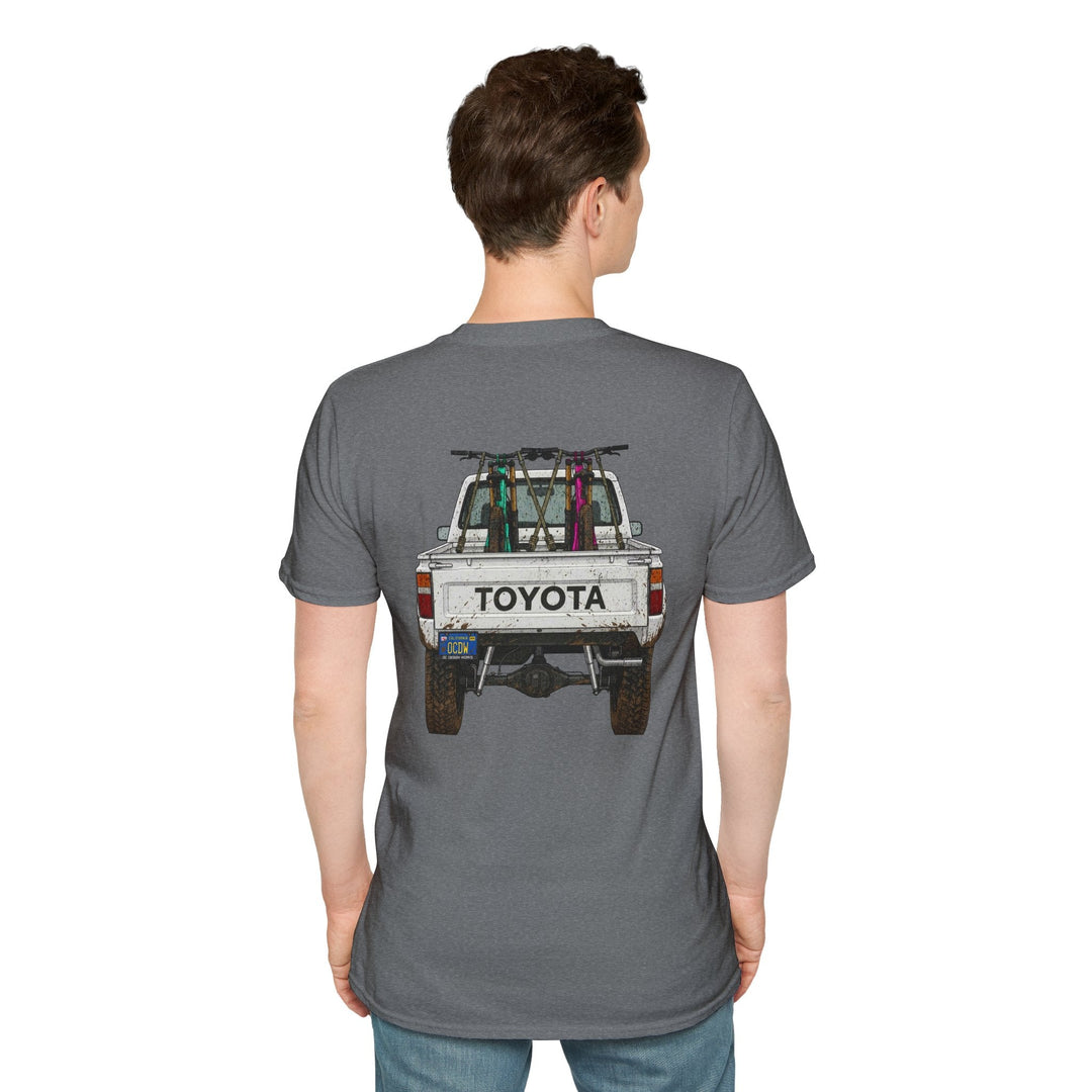 80's Toyota Truck with Mountain Bikes T-Shirt — Loaded up! - T-Shirt - Graphite Heather - OC Designworks