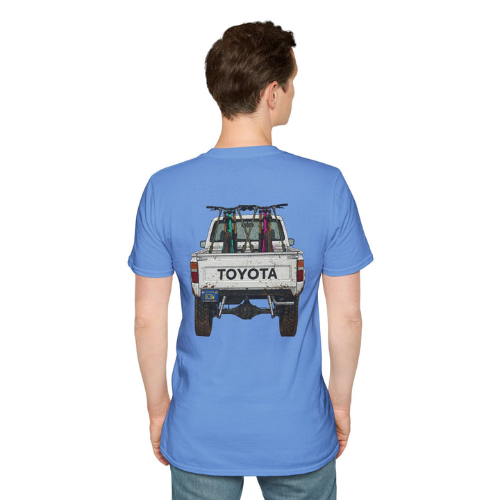 80's Toyota Truck with Mountain Bikes T-Shirt — Loaded up! - T-Shirt - Carolina Blue - OC Designworks