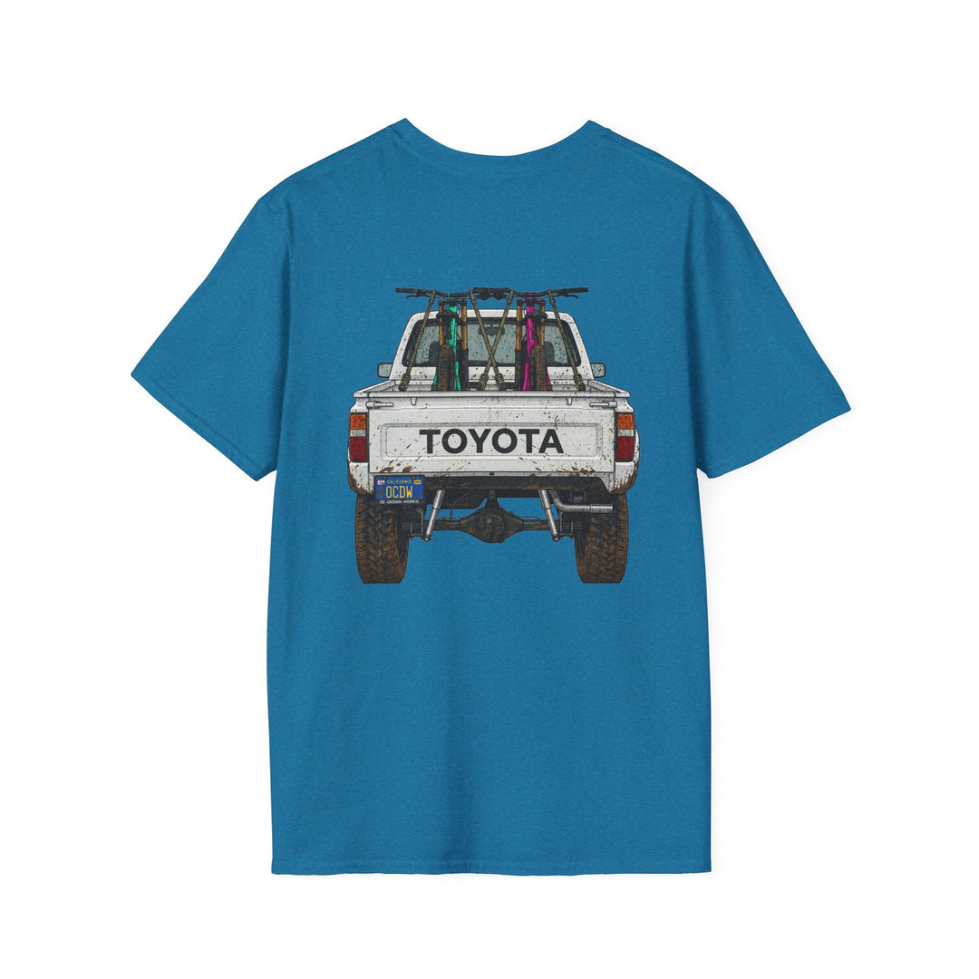 80's Toyota Truck with Mountain Bikes T-Shirt — Loaded up! - T-Shirt - Antique Sapphire - OC Designworks