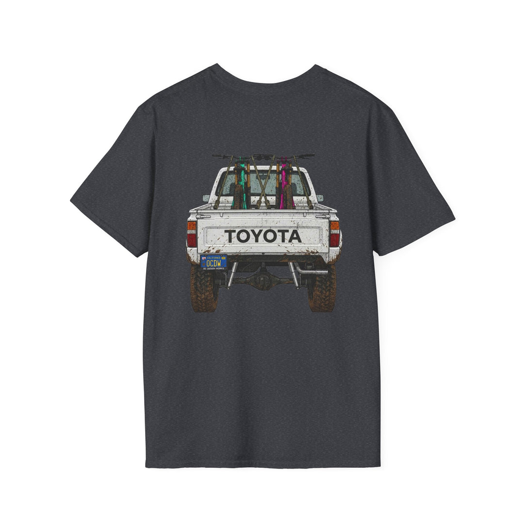 80's Toyota Truck with Mountain Bikes T-Shirt — Loaded up! - T-Shirt - Dark Heather Grey - OC Designworks