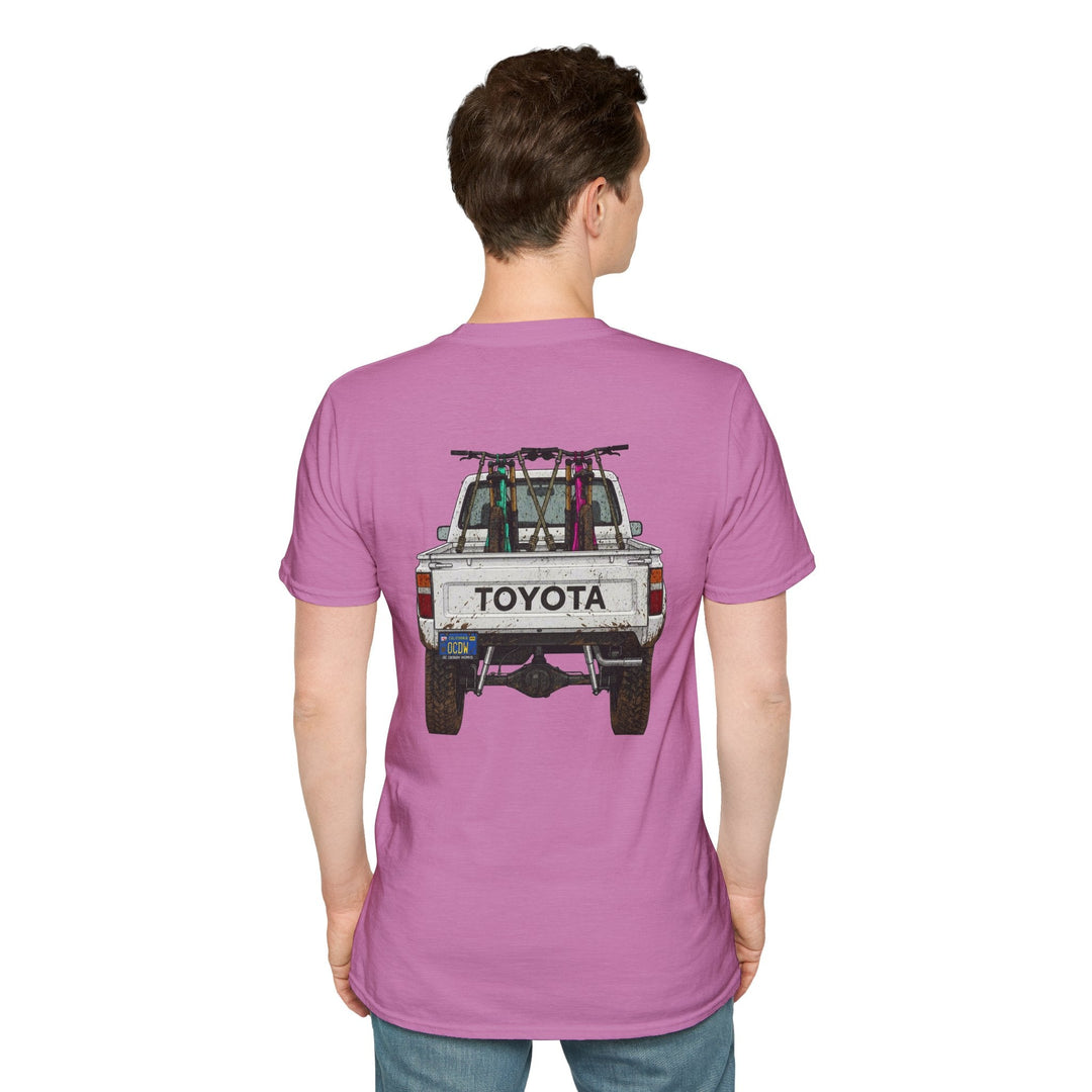 80's Toyota Truck with Mountain Bikes T-Shirt — Loaded up! - T-Shirt - Heather Radiant Orchid - OC Designworks