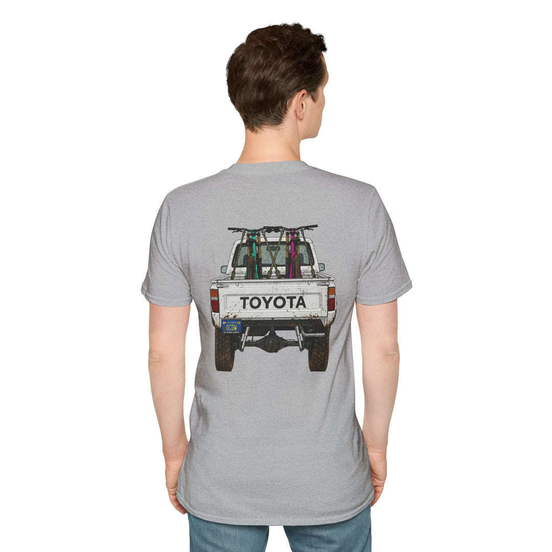 80's Toyota Truck with Mountain Bikes T-Shirt — Loaded up! - T-Shirt - Sport Grey - OC Designworks