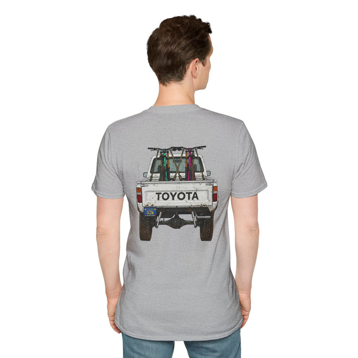 80's Toyota Truck with Mountain Bikes T-Shirt — Loaded up! - T-Shirt - Sport Grey - OC Designworks