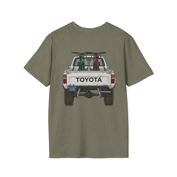 80's Toyota Truck with Mountain Bikes T-Shirt — Loaded up! - T-Shirt - Heather Military Green - OC Designworks