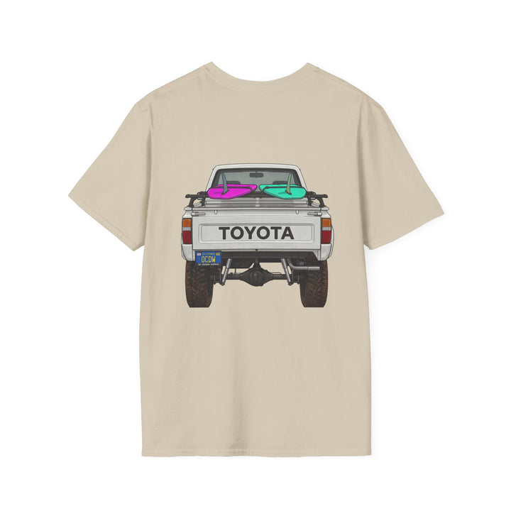 80s Toyota Truck with Surfboards T-Shirt - T-Shirt - Sand - OC Designworks