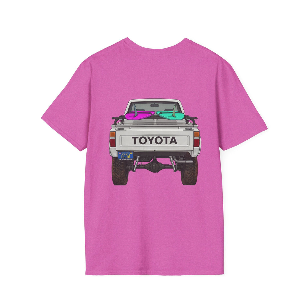 80s Toyota Truck with Surfboards T-Shirt - T-Shirt - Heather Berry - OC Designworks