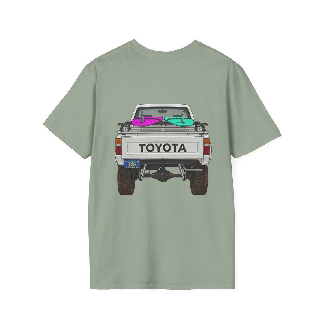 80s Toyota Truck with Surfboards T-Shirt - T-Shirt - Sage - OC Designworks