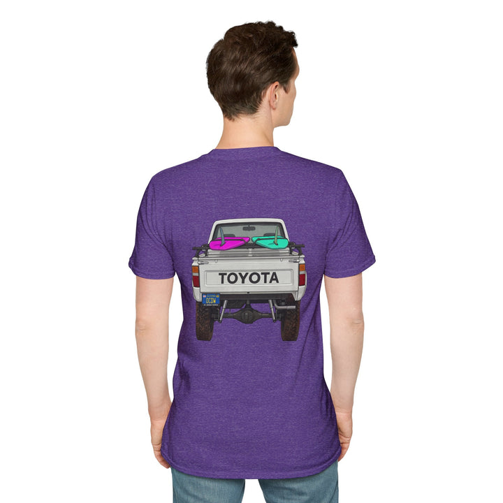 80s Toyota Truck with Surfboards T-Shirt - T-Shirt - Heather Purple - OC Designworks