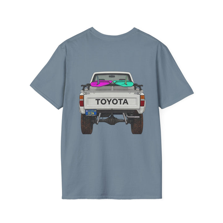 80s Toyota Truck with Surfboards T-Shirt - T-Shirt - Stone Blue - OC Designworks