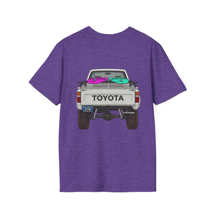 80s Toyota Truck with Surfboards T-Shirt - T-Shirt - Heather Purple - OC Designworks