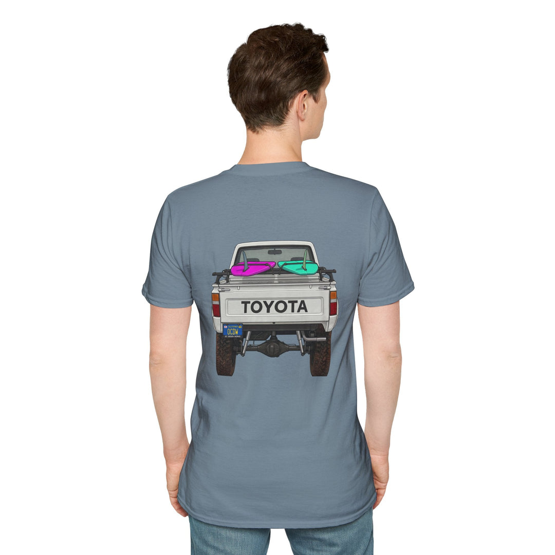80s Toyota Truck with Surfboards T-Shirt - T-Shirt - Stone Blue - OC Designworks