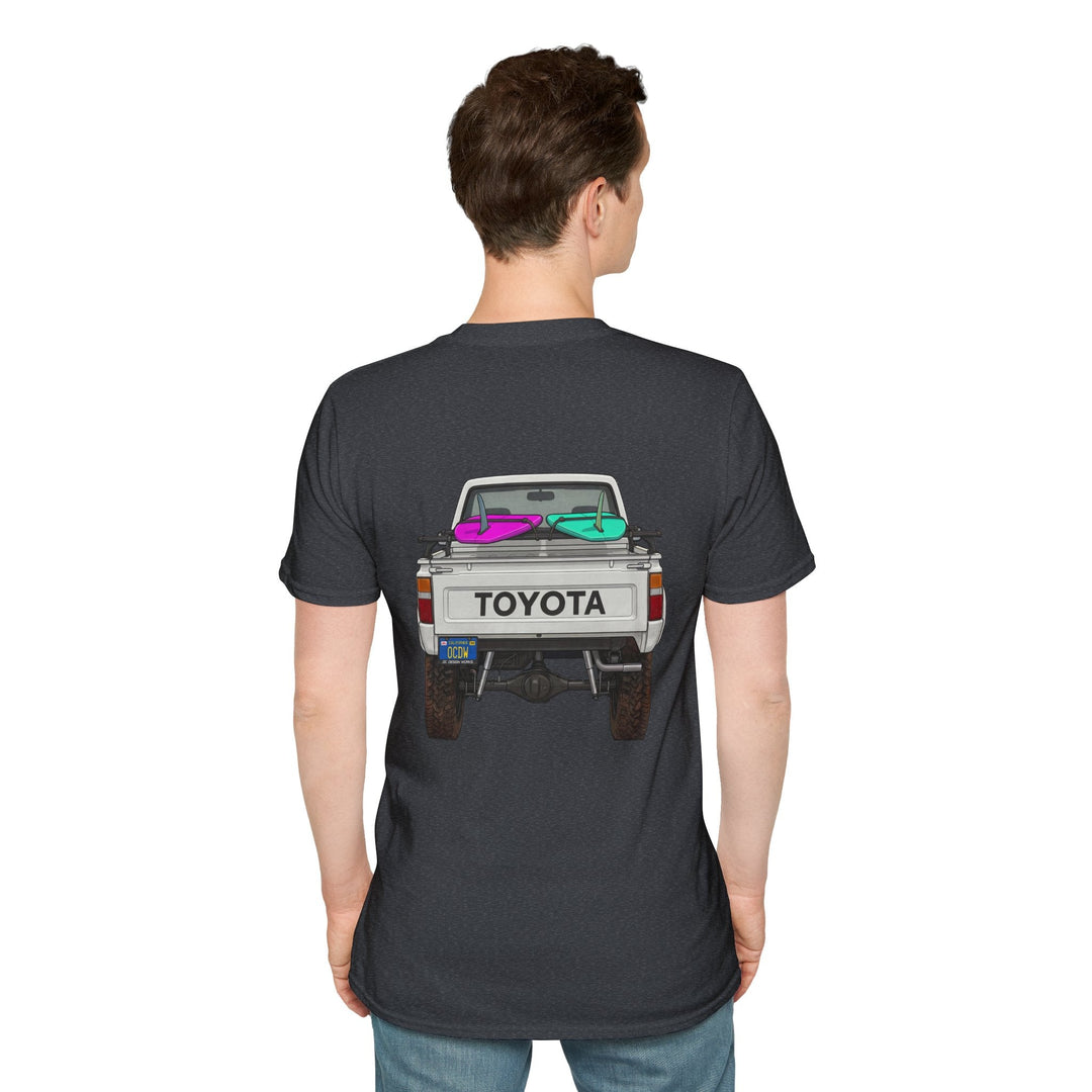 80s Toyota Truck with Surfboards T-Shirt - T-Shirt - Dark Heather Grey - OC Designworks