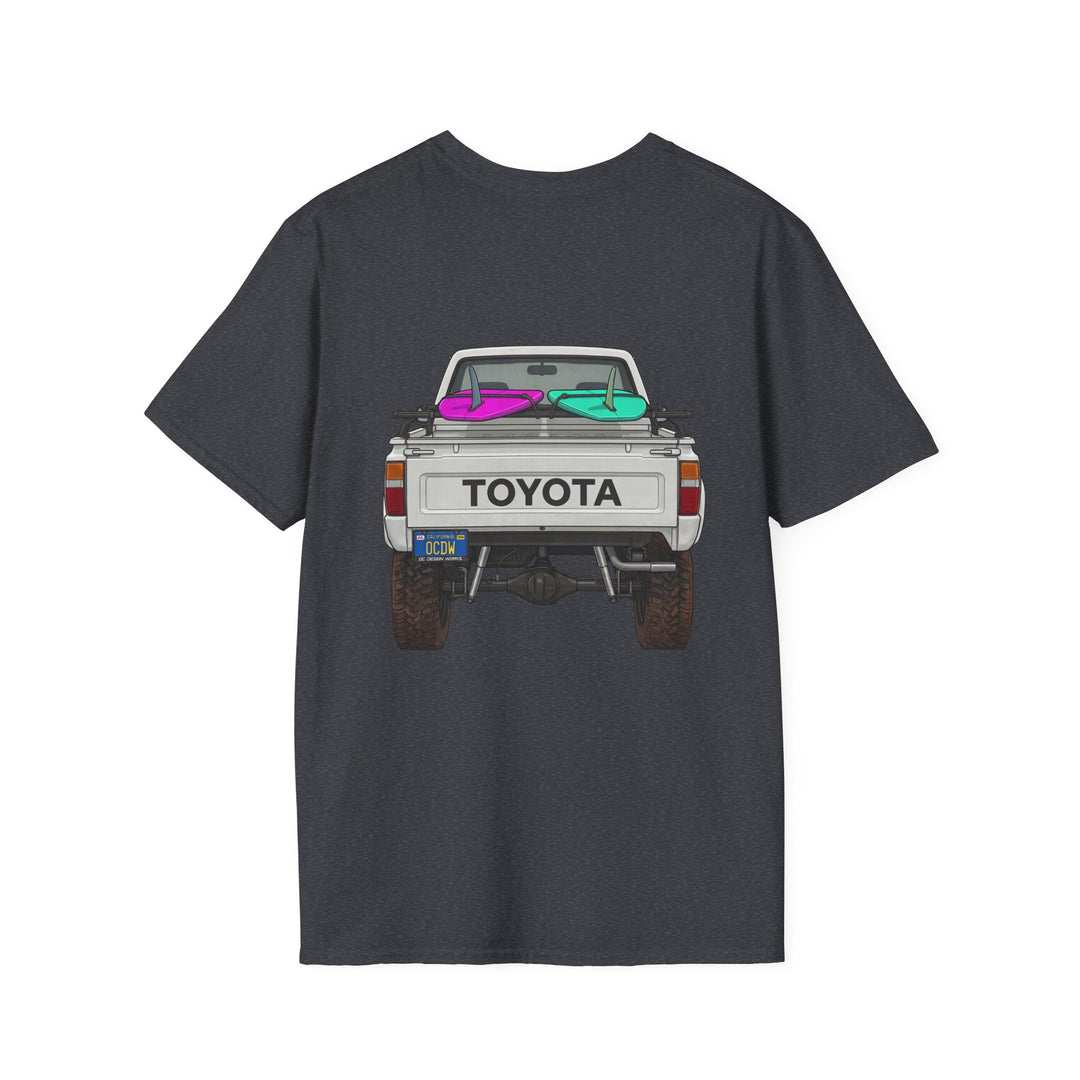 80s Toyota Truck with Surfboards T-Shirt - T-Shirt - Dark Heather Grey - OC Designworks