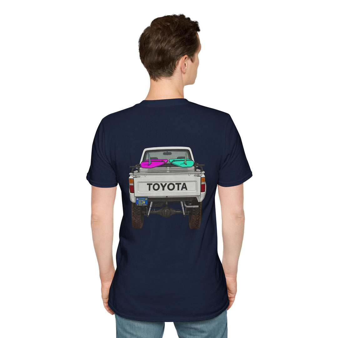 80s Toyota Truck with Surfboards T-Shirt - T-Shirt - Navy - OC Designworks