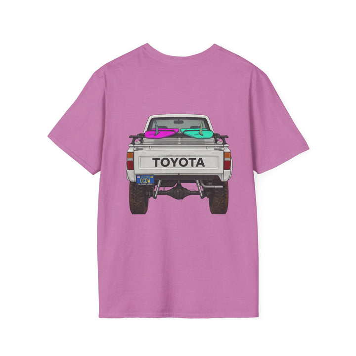 80s Toyota Truck with Surfboards T-Shirt - T-Shirt - Heather Radiant Orchid - OC Designworks