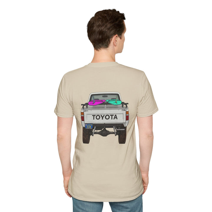 80s Toyota Truck with Surfboards T-Shirt - T-Shirt - Sand - OC Designworks