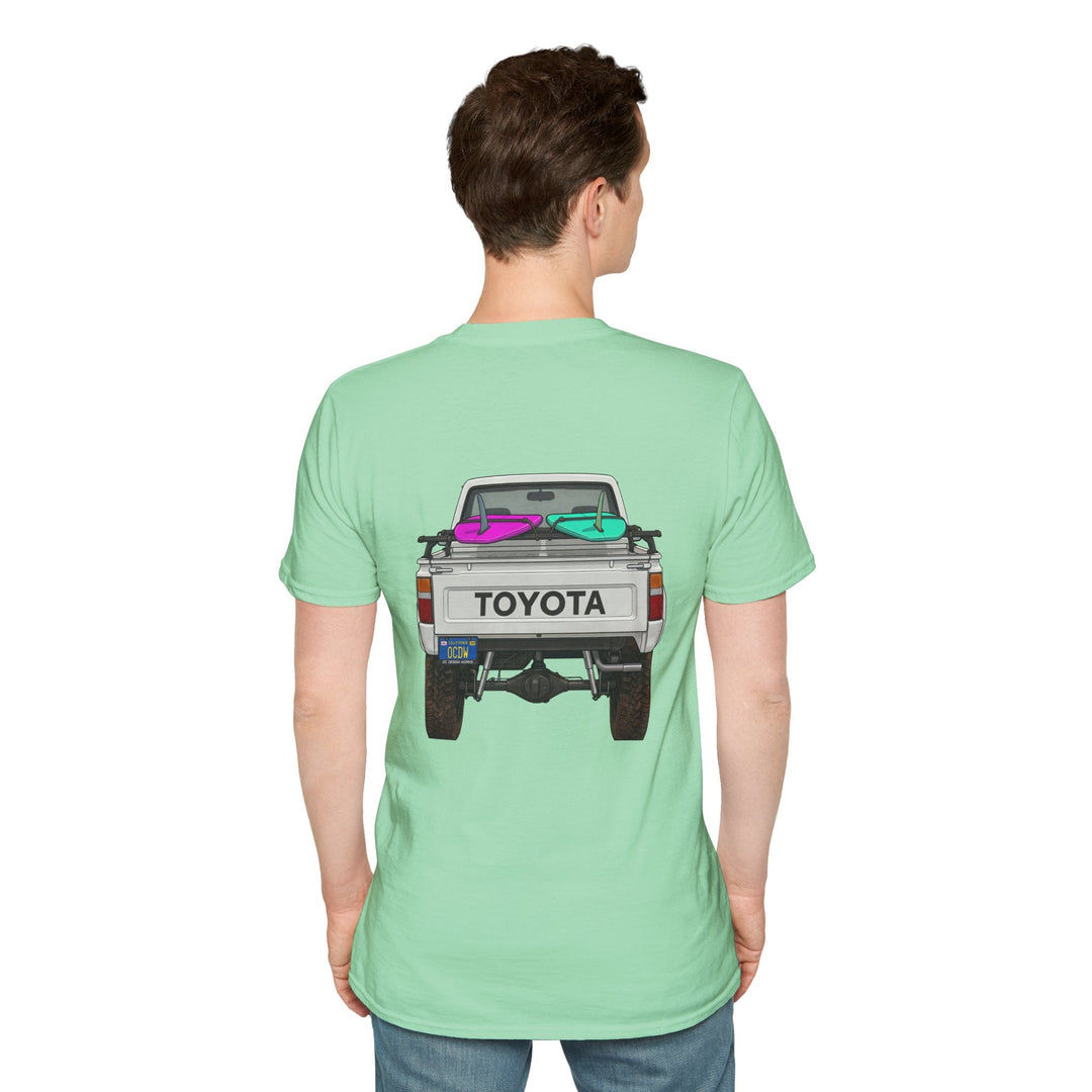 80s Toyota Truck with Surfboards T-Shirt - T-Shirt - Mint Green - OC Designworks