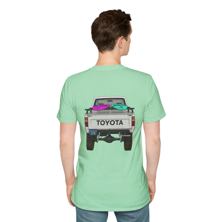 80s Toyota Truck with Surfboards T-Shirt - T-Shirt - Mint Green - OC Designworks