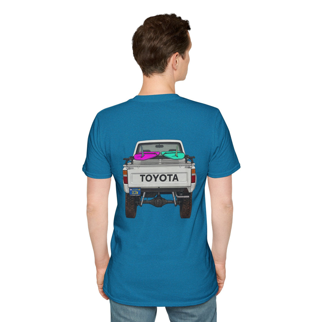80s Toyota Truck with Surfboards T-Shirt - T-Shirt - Antique Sapphire - OC Designworks