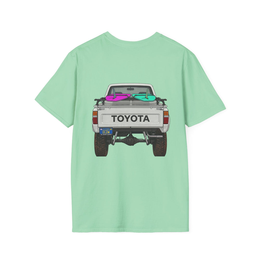 80s Toyota Truck with Surfboards T-Shirt - T-Shirt - Mint Green - OC Designworks