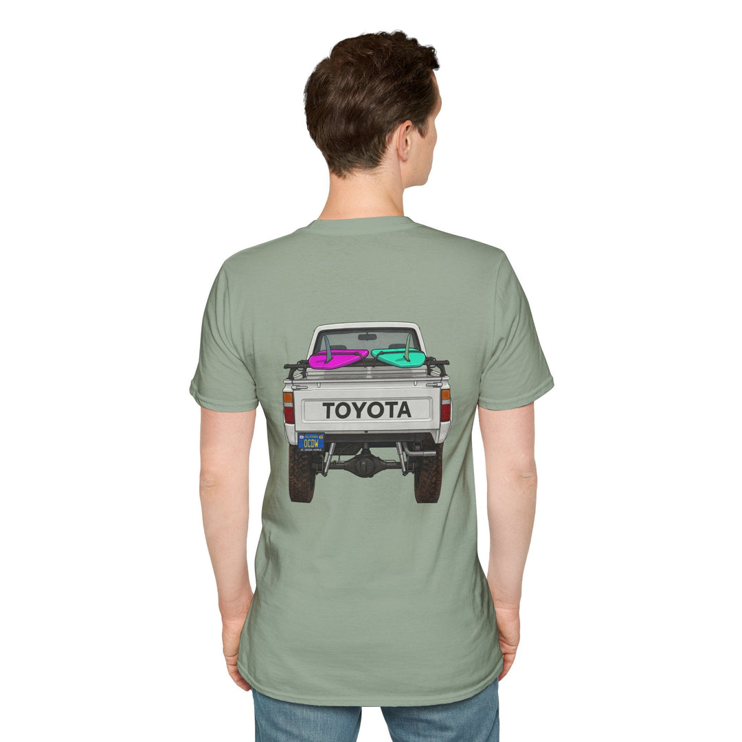 80s Toyota Truck with Surfboards T-Shirt - T-Shirt - Sage - OC Designworks
