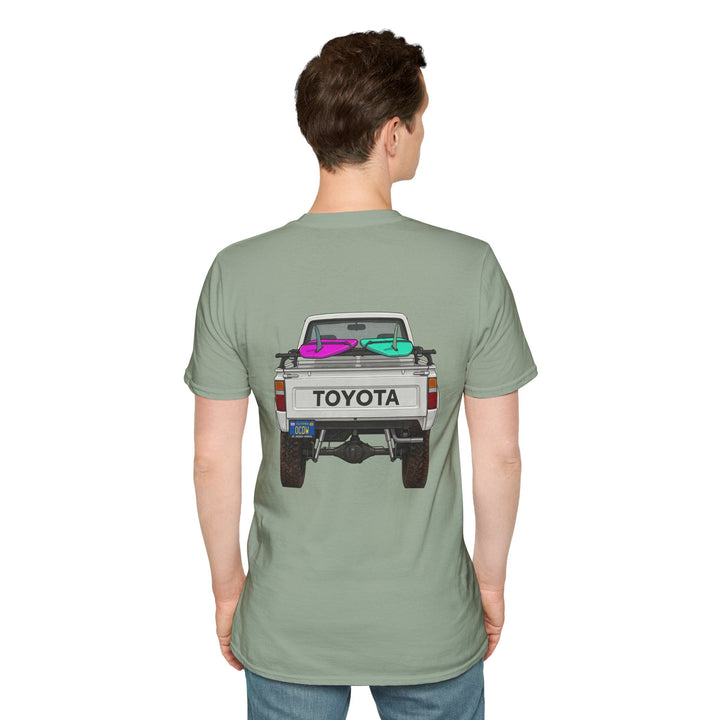 80s Toyota Truck with Surfboards T-Shirt - T-Shirt - Sage - OC Designworks
