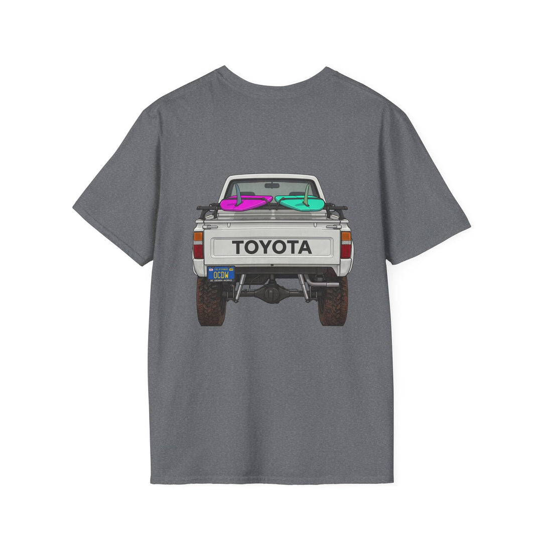 80s Toyota Truck with Surfboards T-Shirt - T-Shirt - Graphite Heather - OC Designworks
