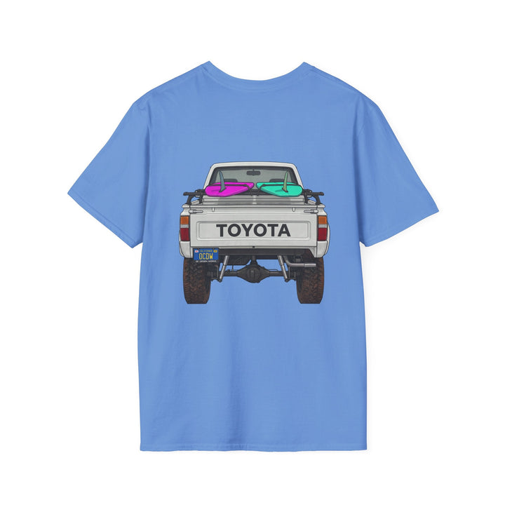 80s Toyota Truck with Surfboards T-Shirt - T-Shirt - Carolina Blue - OC Designworks