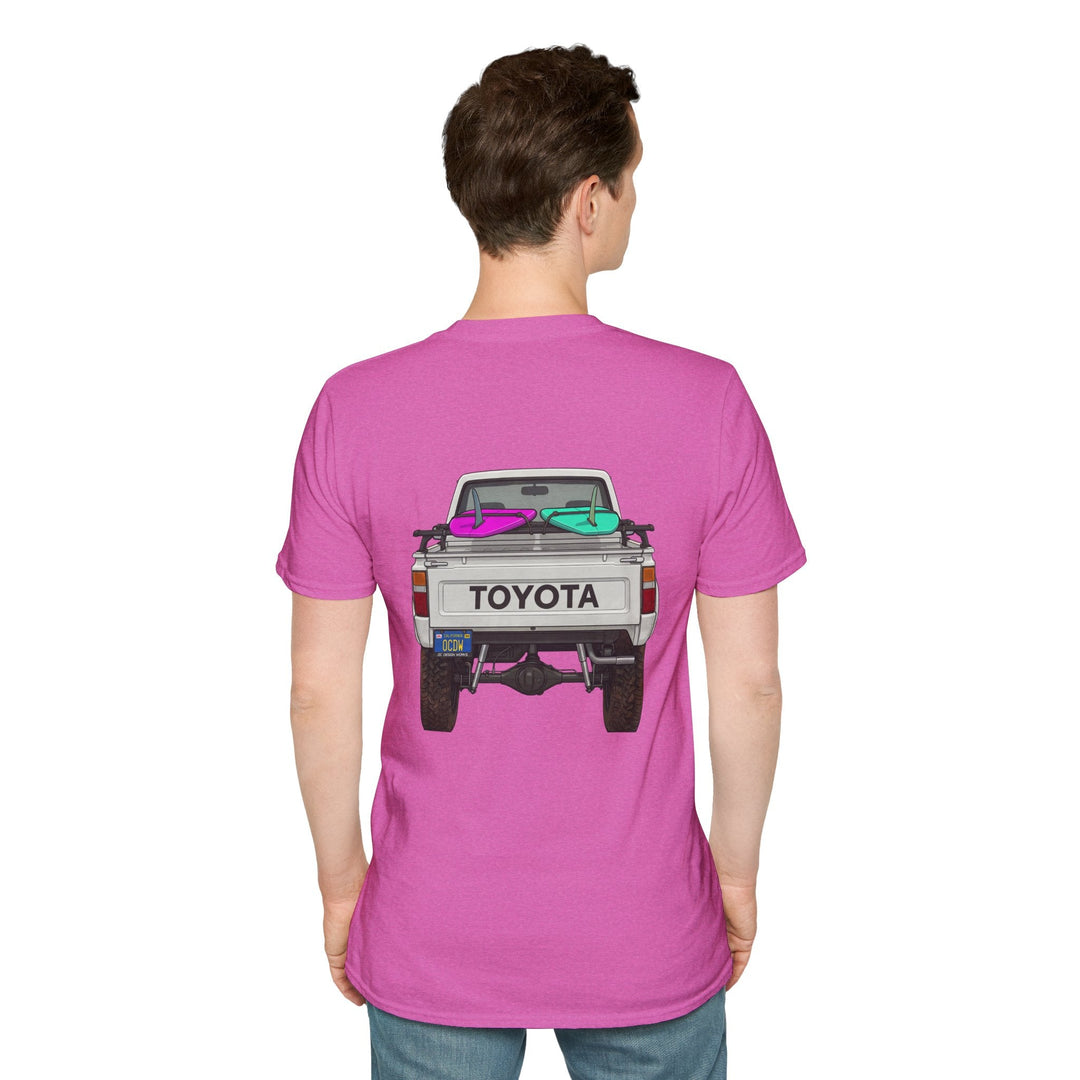 80s Toyota Truck with Surfboards T-Shirt - T-Shirt - Heather Berry - OC Designworks