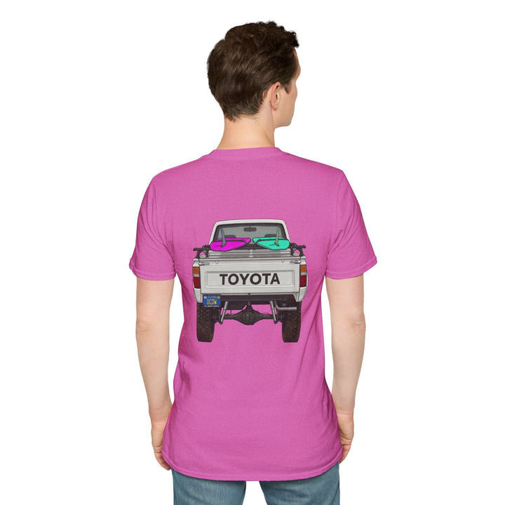 80s Toyota Truck with Surfboards T-Shirt - T-Shirt - Heather Berry - OC Designworks