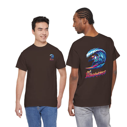 Surfing Wave Graphic Tee — 'Los Bombers' Retro Surf Shirt