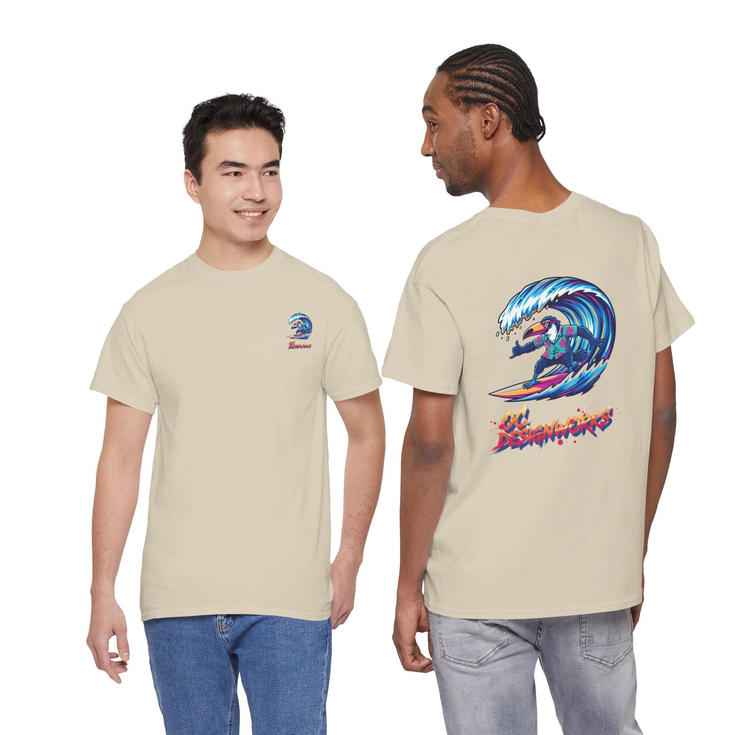Surfing Wave Graphic Tee — 'Los Bombers' Retro Surf Shirt