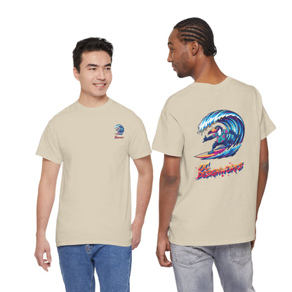 Surfing Wave Graphic Tee — 'Los Bombers' Retro Surf Shirt