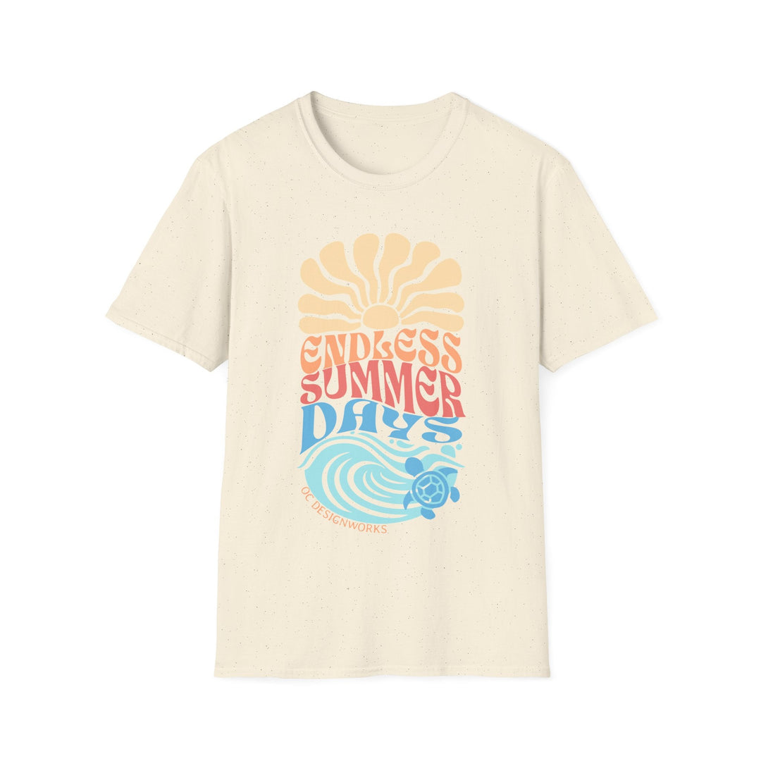 Boho Sun & Waves T-Shirt — Endless Summer Days - T-Shirt - Natural - OC Designworks