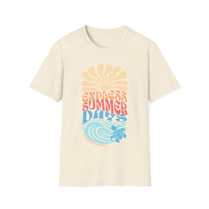 Boho Sun & Waves T-Shirt — Endless Summer Days - T-Shirt - Natural - OC Designworks